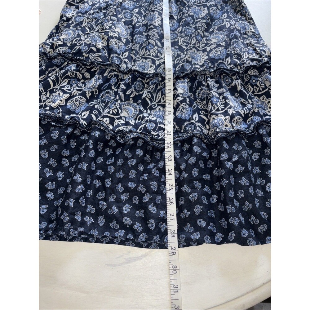 J.Jill Women's XSP Cotton Blue Patterned Skirt with Pull-On Flared Boho Artsy - Picture 4 of 5